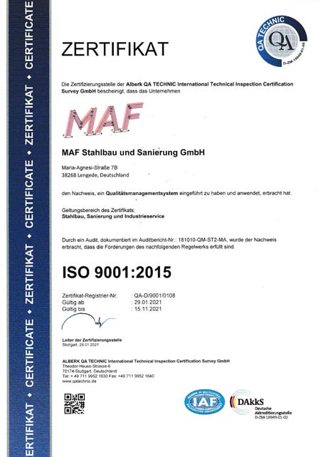 Zertifiziertes Qualitätsmanagement nach ISO 9001:2015
